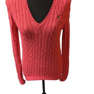 Ralph Lauren Sport Pink V-Neck  Sweater Size: M